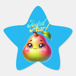 Joyful Christmas Pear Design for Fun Holiday Gifts Star Sticker