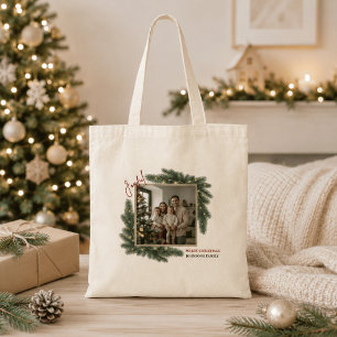 Joyful Christmas Personalised Family Photo  Tote Bag