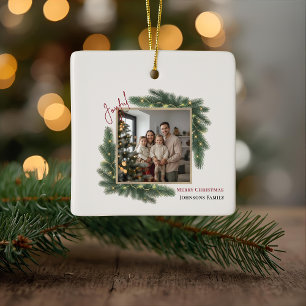 Joyful Christmas Personalized Family Photo Ceramic Ornament