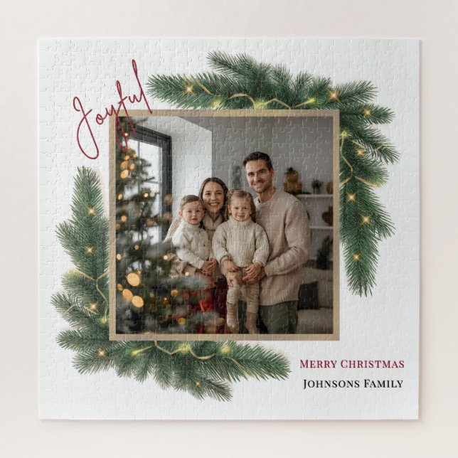 Joyful Christmas Personalized Family Photo Puzzle (Vertical)