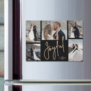 JOYFUL Christmas Photo Collage Magnetic Card