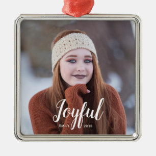 Joyful Christmas Photo Metal Tree Decoration
