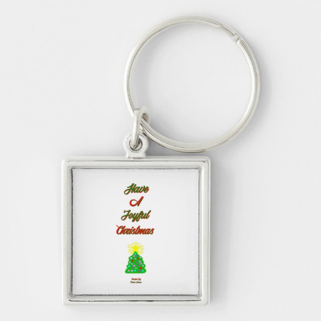 Joyful Christmas Premium Square Key Chain (Front)