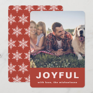 Joyful Christmas Red Snowflake Photo Holi Holiday Card