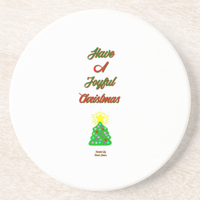 Joyful Christmas Sandstone Coaster (Front)