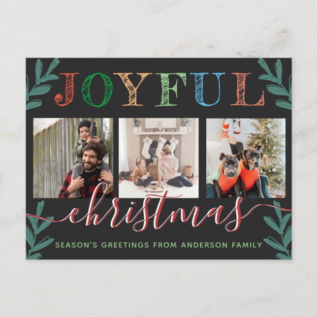 Joyful Christmas seasons Greetings Photo Holiday P (Front)