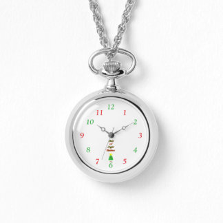 Joyful Christmas Silver Necklace Watch