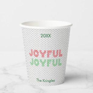 Joyful Christmas Sweater Typography Paper Cups