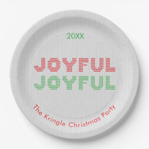 Joyful Christmas Sweater Typography Paper Plate