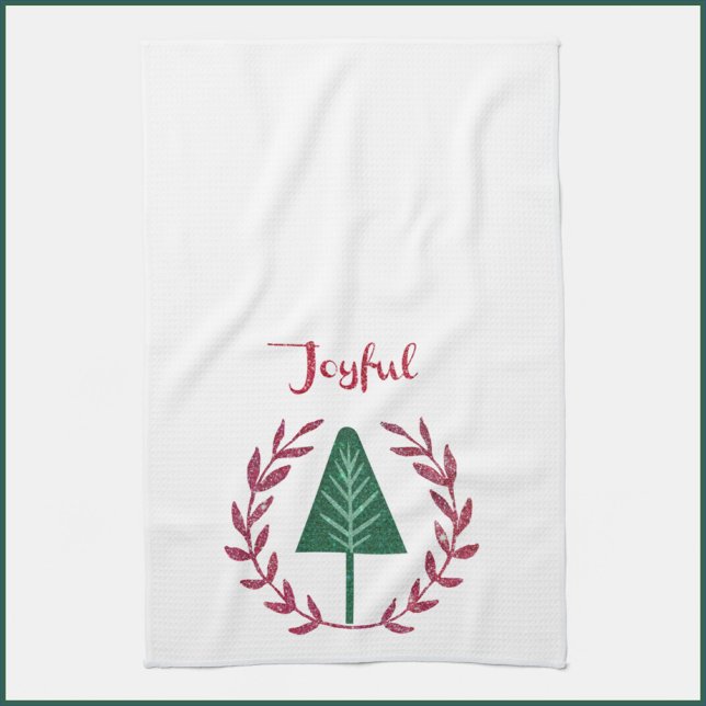 Joyful Christmas Tree and Wreath Tea Towel (Creator Uploaded)