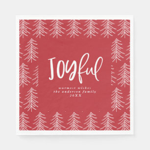 Joyful Christmas tree holiday party Napkin