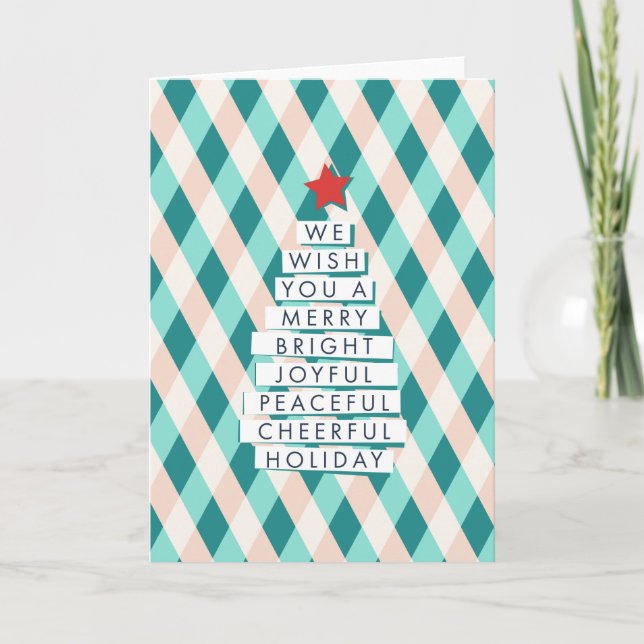 Joyful Christmas Tree - Words of Cheer Holiday Card (Front)