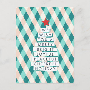 Joyful Christmas Tree - Words of Cheer Holiday Postcard