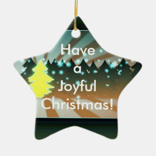 Joyful Christmas Trees Brown & Green Ornament