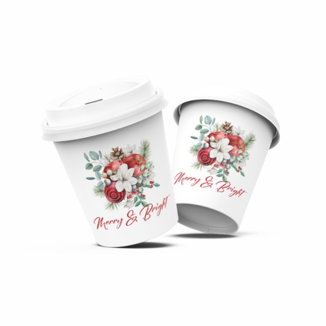 Joyful Christmas Vibe Flowers and Apples Bouquet Paper Cups (Creator Uploaded)
