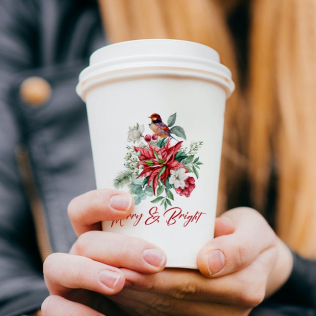 Joyful Christmas Vibe watercolors flowers, leaves Paper Cups (Creator Uploaded)