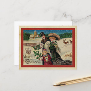 Joyful Christmas, vintage holiday celebration  Postcard