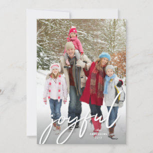 Joyful Christmas White Handwriting Script Photo Holiday Card