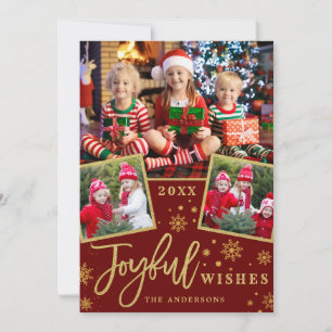 Joyful Christmas Wishes 3 PHOTO Holiday Greeting Card