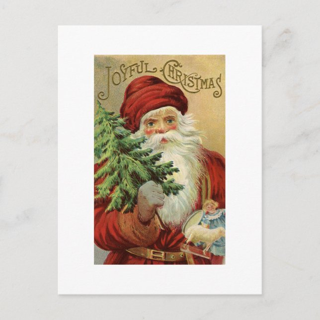 Joyful Christmas Wishes Vintage Santa Postcard (Front)
