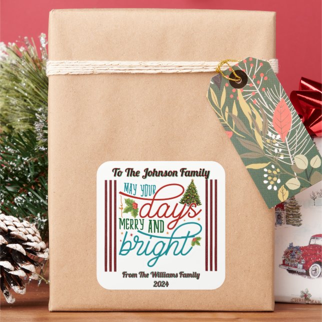 Joyful Christmas With Decorations! Square Sticker (Holiday)