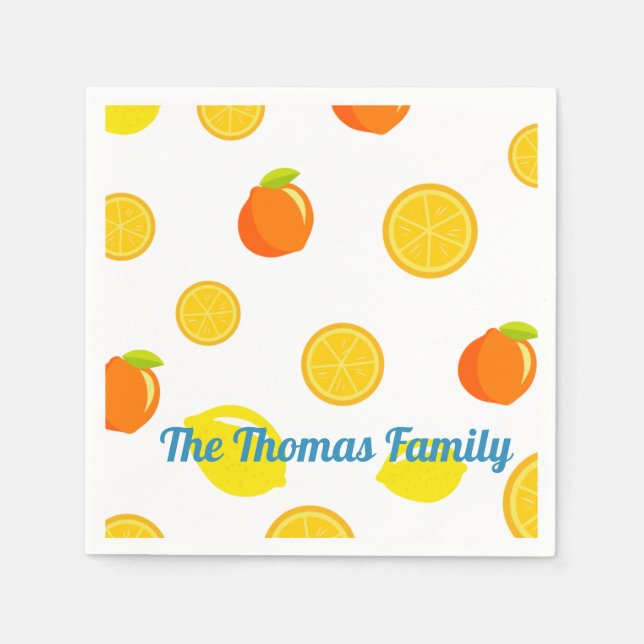 Joyful Citrus: Lemons & Oranges Napkin (Front)