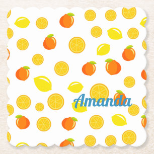 Joyful Citrus: Lemons & Oranges Paper Coaster