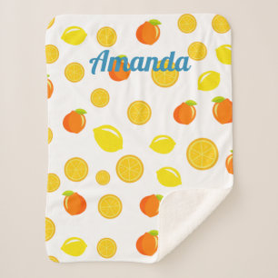 Joyful Citrus: Lemons & Oranges Sherpa Blanket