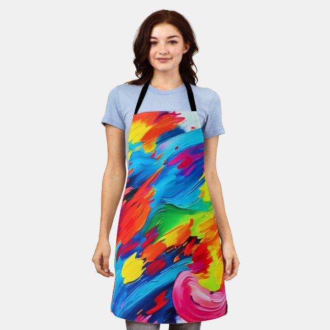 Joyful Colour Explosion Painting Apron (Worn)