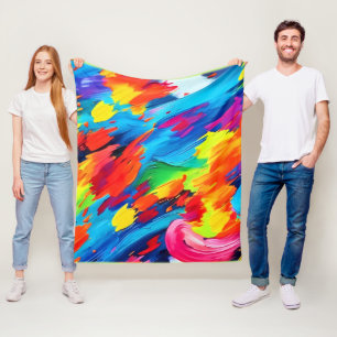 Joyful Colour Explosion Painting Fleece Blanket