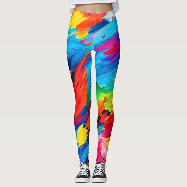 Joyful Colour Explosion Painting Leggings (Front)