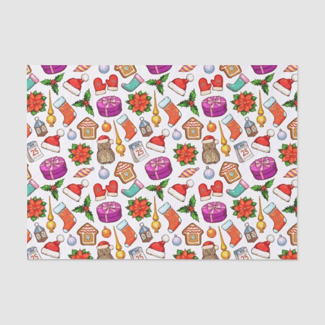 Joyful Colourful Christmas  Tissue Paper (Front)