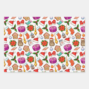 Joyful Colourful Christmas Wrapping Paper Sheet