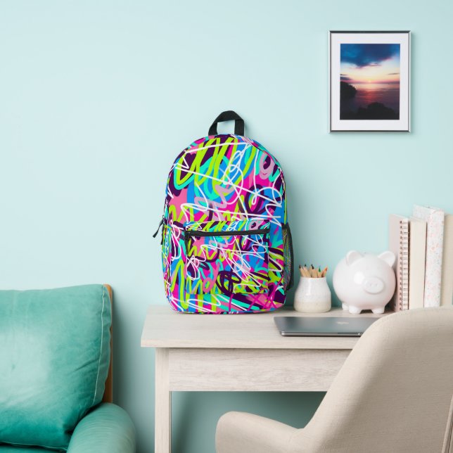 Joyful Colours Modern Abstract  Printed Backpack (Insitu)
