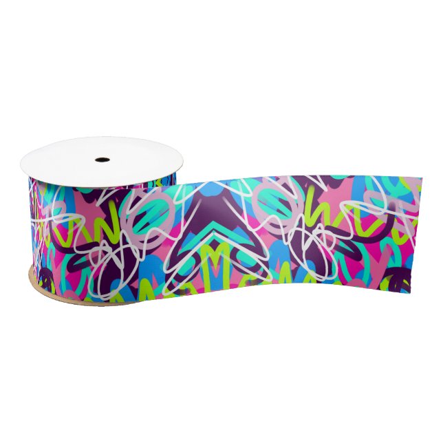 Joyful Colours Modern Abstract  Satin Ribbon (Spool)