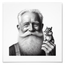 Joyful Companions: Older Man and Chipmunk Wall Art