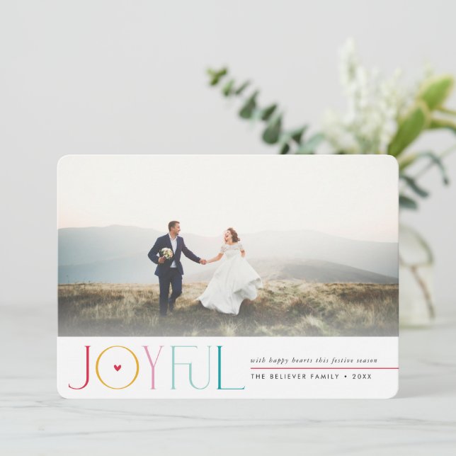 JOYFUL COUPLE PHOTO modern pretty elegant colorful Announcement (Standing Front)