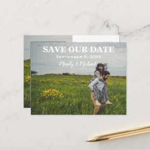 Joyful Couple Wedding Save Announcement Postcard