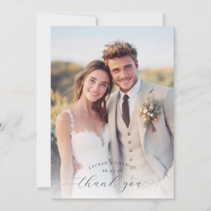 Joyful Cream Realistic Photo Thank You Card