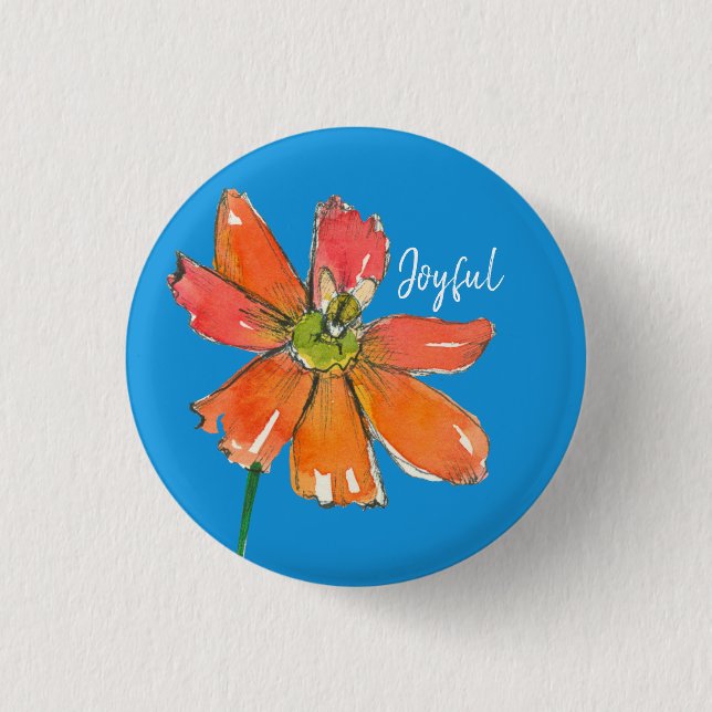 Joyful Daisy Honey Bee Inspirational Words 3 Cm Round Badge (Front)