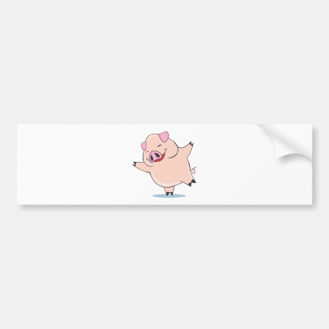 Joyful Dancing Pig Bumper Sticker (Front)