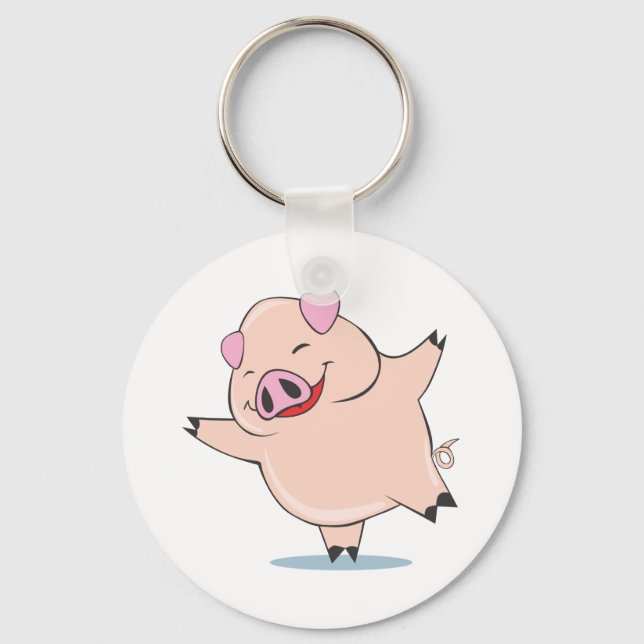 Joyful Dancing Pig Key Ring (Front)