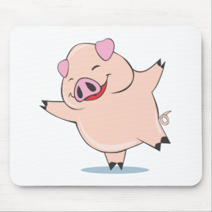 Joyful Dancing Pig Mouse Mat