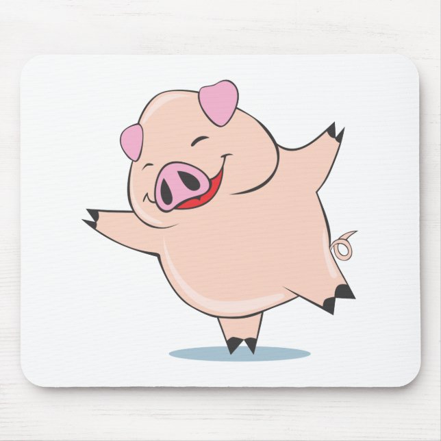 Joyful Dancing Pig Mouse Mat (Front)