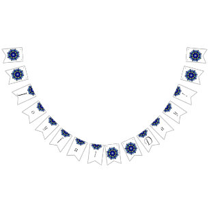 Joyful Day! Mandala in dark blue Bunting