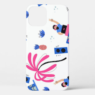 Joyful DJ, tropical beach pattern. iPhone 12 Case