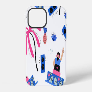 Joyful DJ, tropical beach pattern. iPhone 12 Case