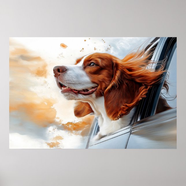 Joyful Dog in the Wind Art Print (Front)