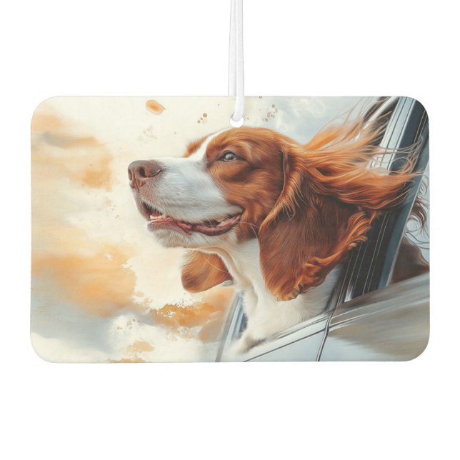 Joyful Dog in the Wind Art Print Car Air Freshener (Front)