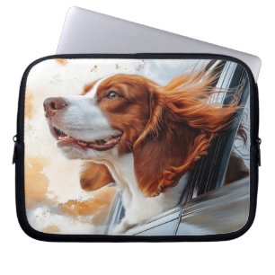 Joyful Dog in the Wind Art Print Laptop Sleeve